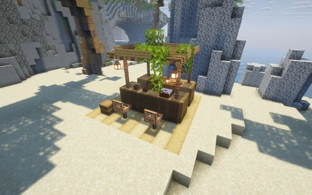 Easy Beach Bar, a Minecraft build